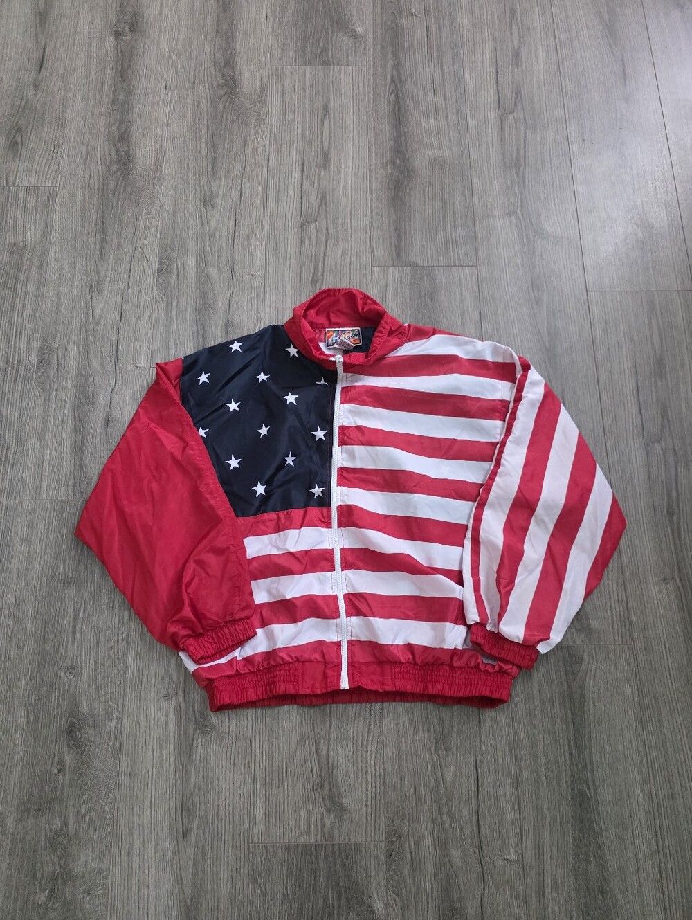 Vintage USA Flag Windbreaker Jacket Mens Size XL